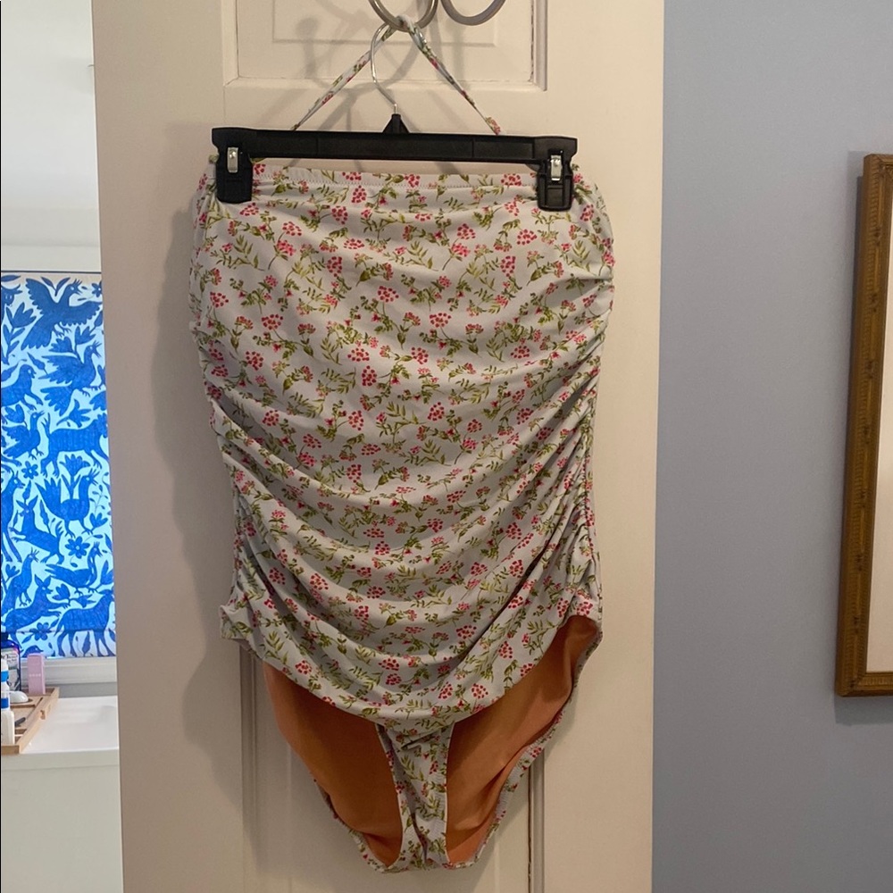 Jcrew factory strapless, floral bathing suit